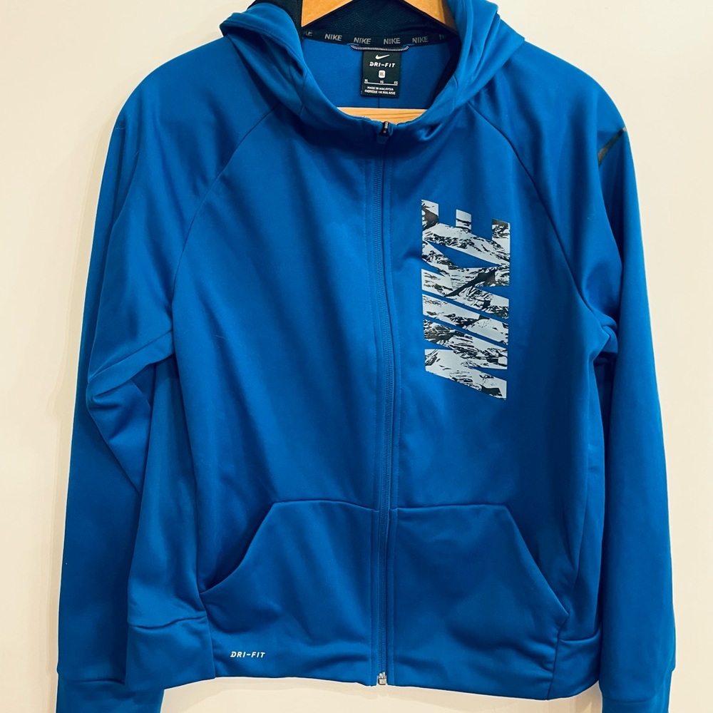 Nike Blue Fleece Jacket with Camouflage Design